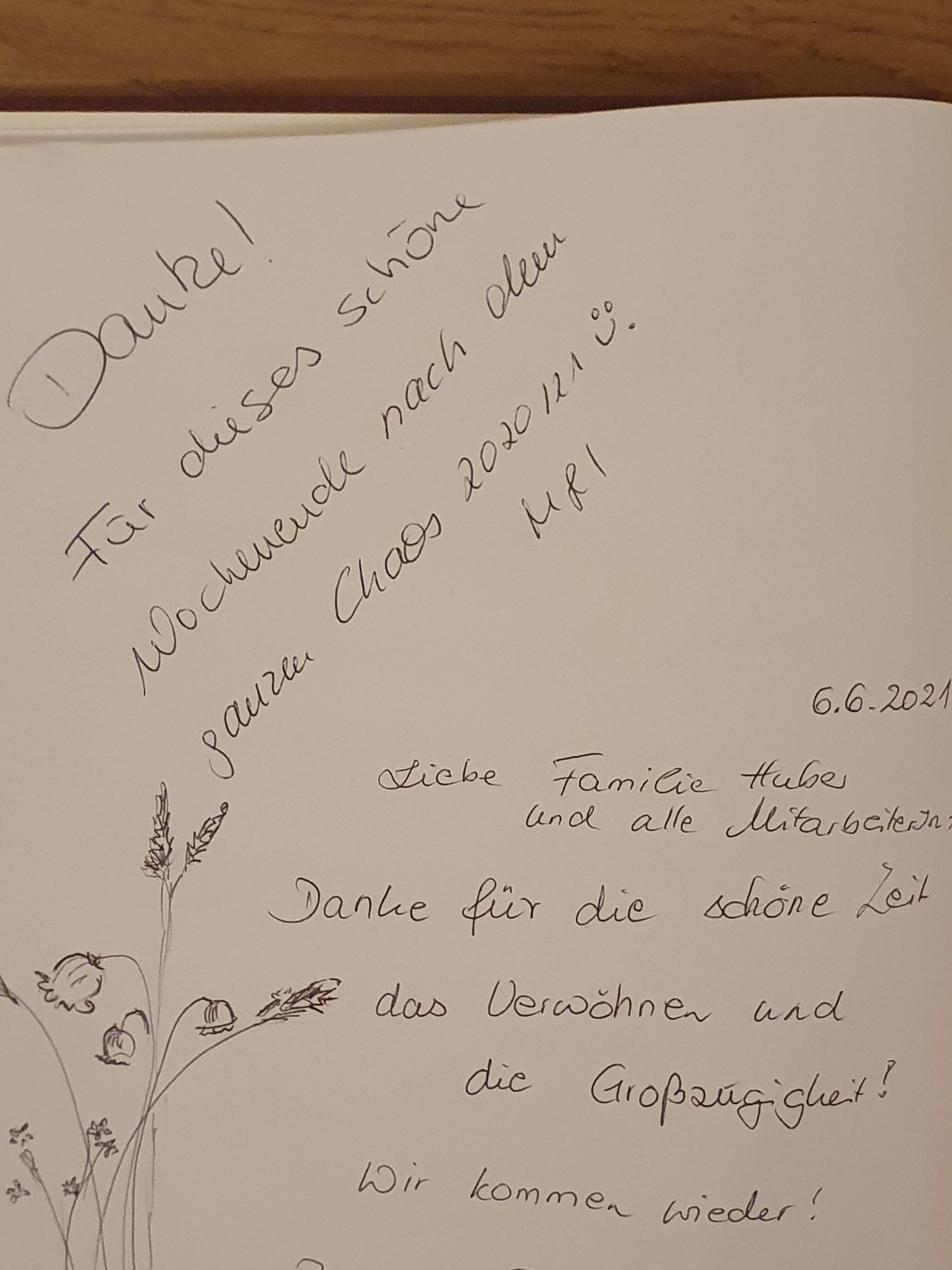 Gästebucheintrag von Laura und Ulrich